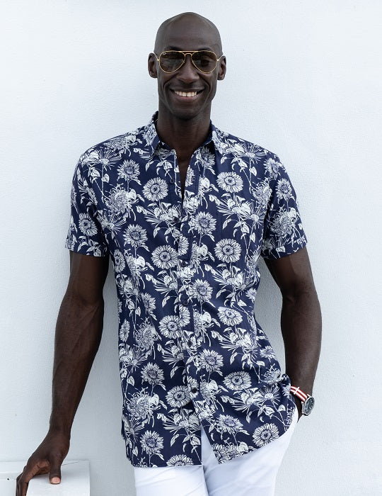Men's Positano Patterned Short Sleeve Linen Shirts