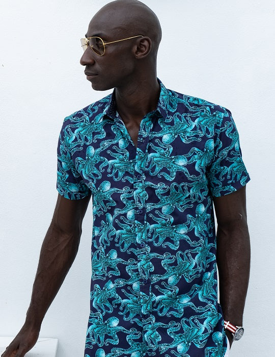 Men's Positano Poplin Short Sleeve Shirt - Octo