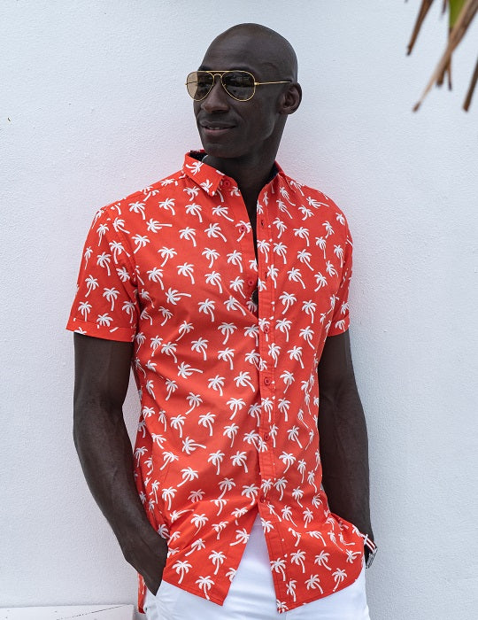 Men's Positano Poplin Short Sleeve Shirt - Plam