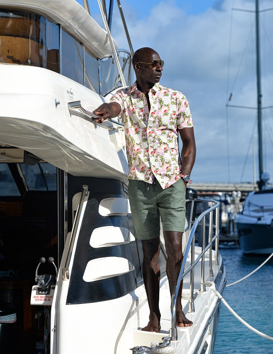 Men's Positano Poplin Short Sleeve Shirt - Peony