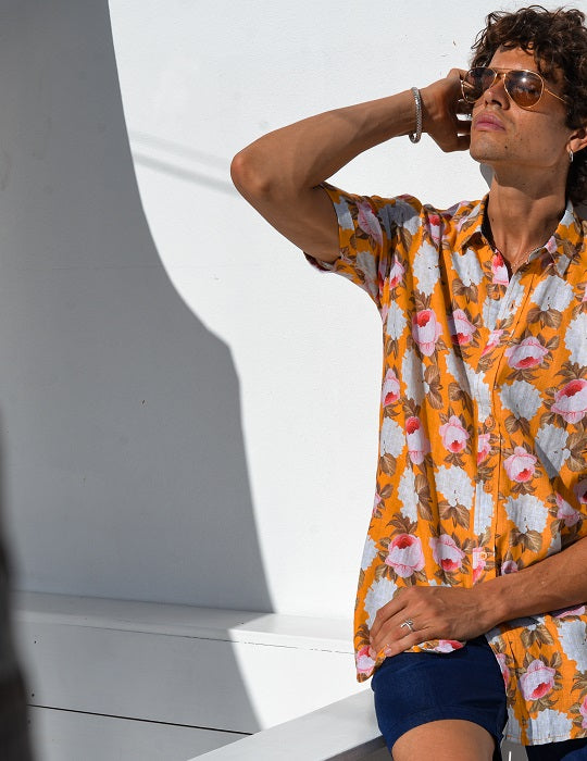 Men's Positano Poplin Short Sleeve Shirt - Peony