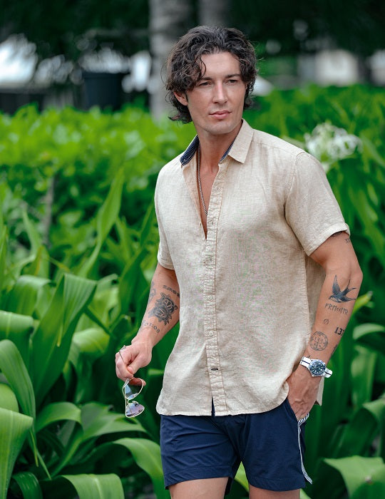 Men's Positano Solid Short Sleeve Linen Shirts