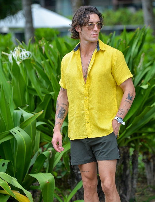Men's Positano Solid Short Sleeve Linen Shirts