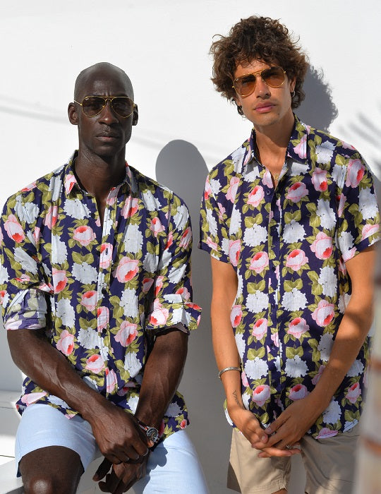 Men's Positano Patterned Short Sleeve Linen Shirts