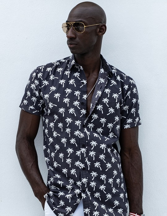 Men's Positano Patterned Short Sleeve Linen Shirts