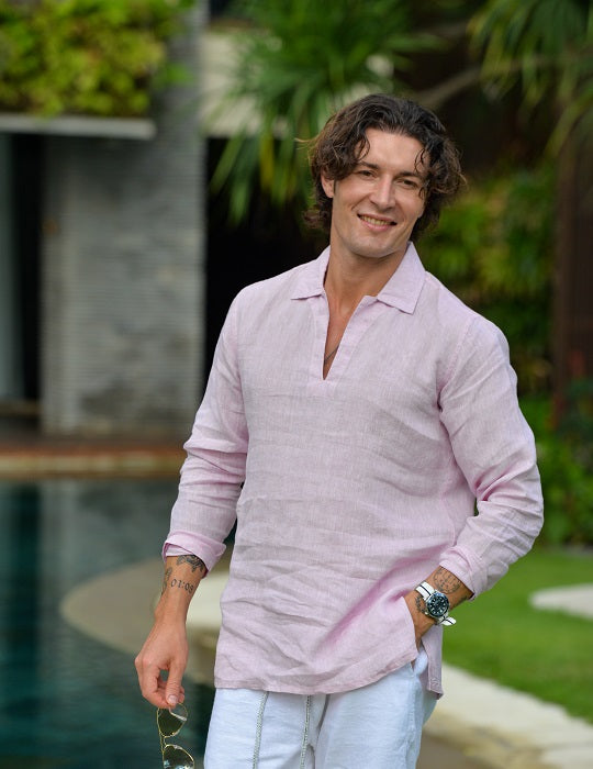 Men's Ravello Long Sleeve Resort Style Pull on Linen Shirts