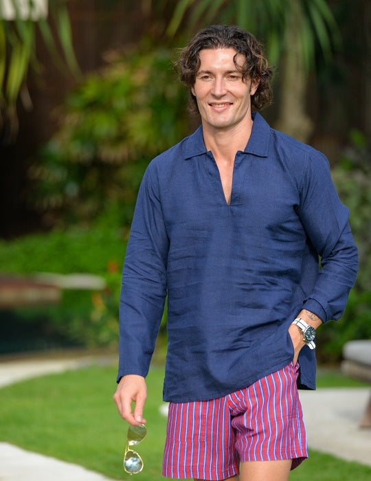 Men's Ravello Long Sleeve Resort Style Pull on Linen Shirts