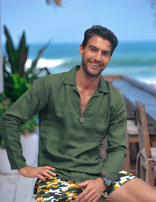 Men's Ravello Long Sleeve Resort Style Pull on Linen Shirts