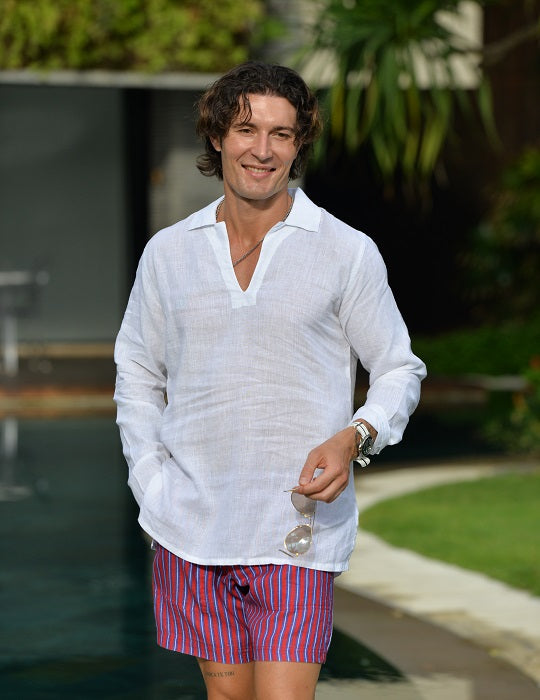 Men's Ravello Long Sleeve Resort Style Pull on Linen Shirts