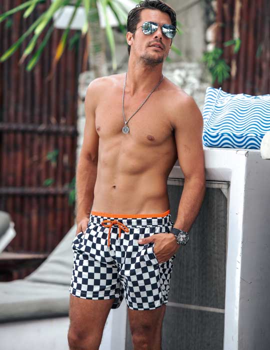 Men's South Beach Sports Swim Shorts - Checkerboard