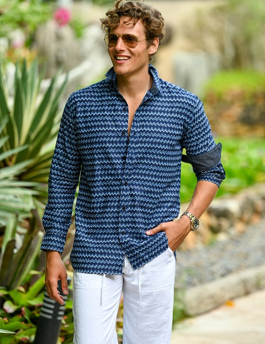 Men's St-Jean Lightweight Cotton Voile Shirt – Chevron