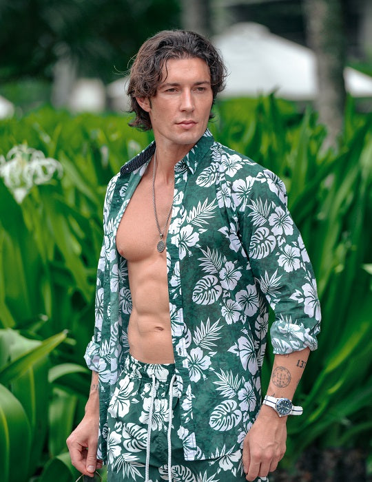 Men's St-Jean Lightweight Cotton Voile Shirt – Hibiscus