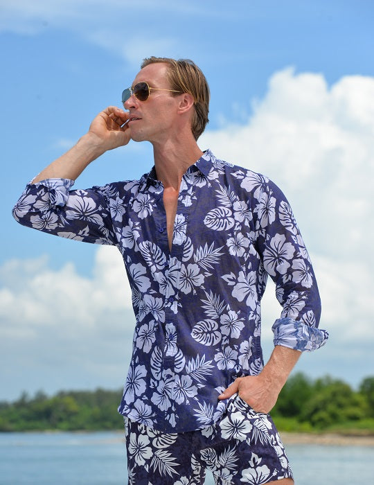 Men's St-Jean Lightweight Cotton Voile Shirt – Hibiscus