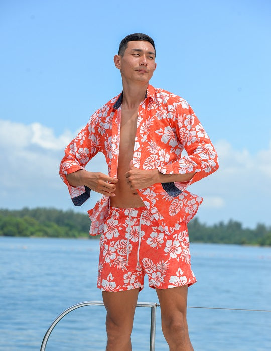 Men's St-Jean Lightweight Cotton Voile Shirt – Hibiscus