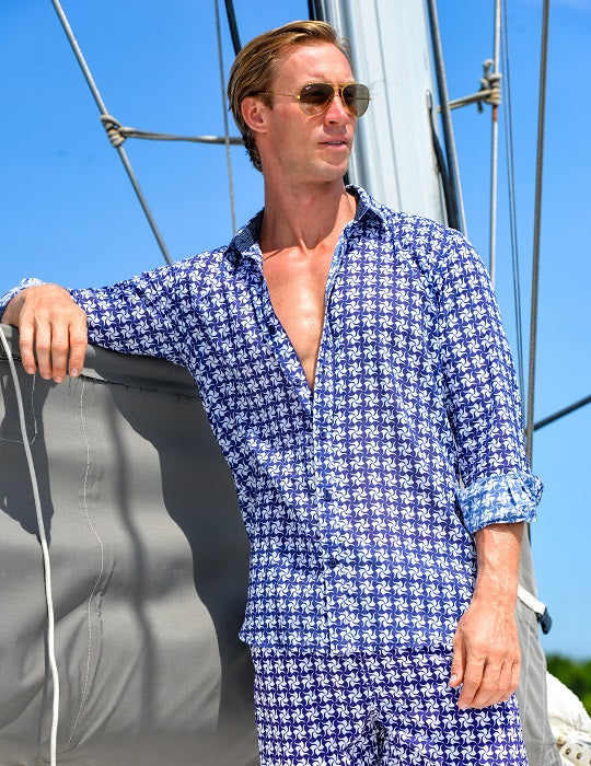 Men's St-Jean Lightweight Cotton Voile Shirt – Pinwheel
