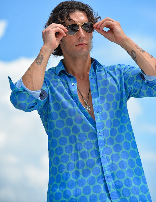 Men's St-Jean Lightweight Cotton Voile Shirt – Polka Dots
