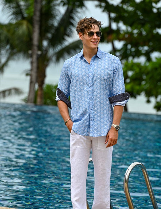 Men's St-Jean Lightweight Cotton Voile Shirt – Riviera Bloom