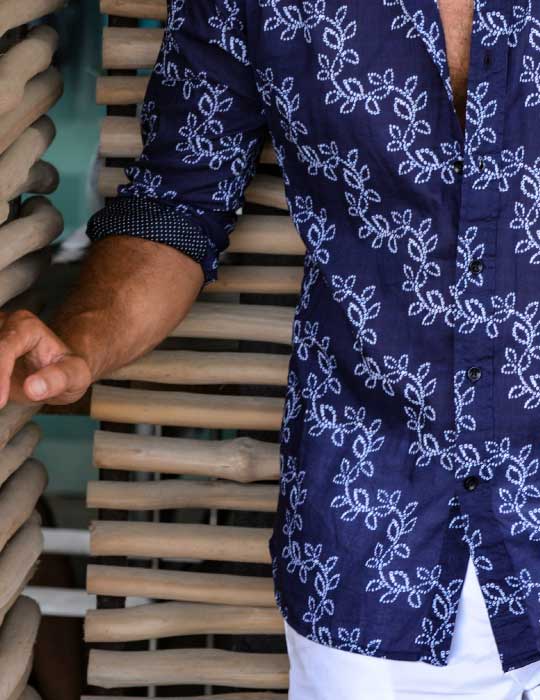 Men's St-Jean Lightweight Cotton Voile Shirt – Shibori Fern
