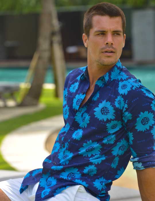 Men's St-Jean Lightweight Cotton Voile Shirt – Shibori Flowers