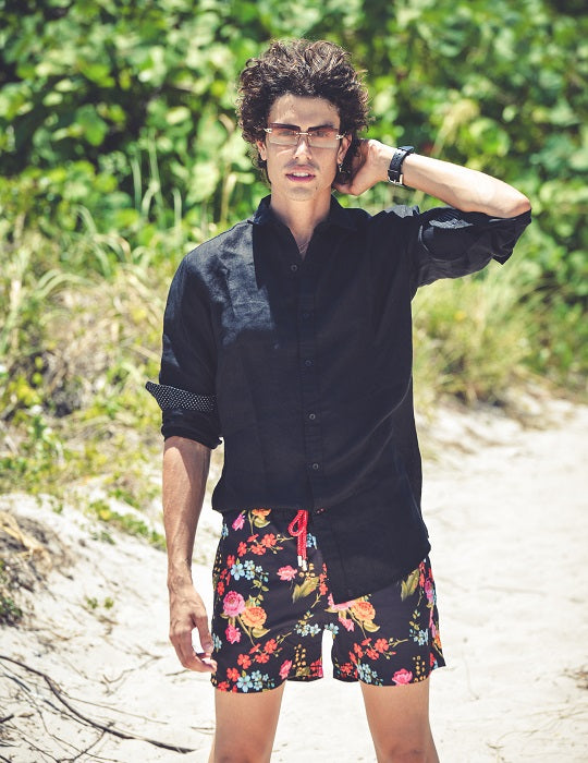 St Barth Solid Linen Long Sleeve Shirts