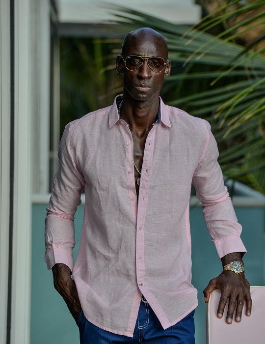 St Barth Solid Linen Long Sleeve Shirts