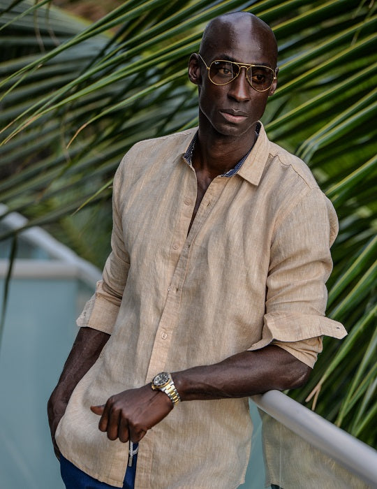 St Barth Solid Linen Long Sleeve Shirts