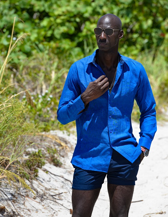 St Barth Solid Linen Long Sleeve Shirts