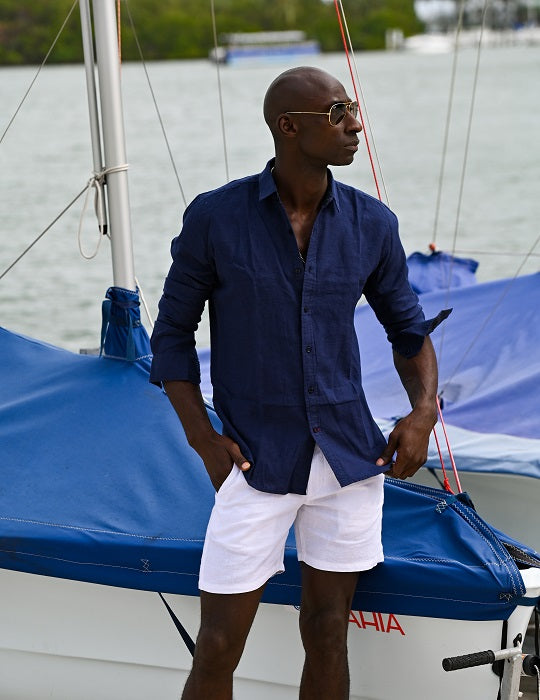 St Barth Solid Linen Long Sleeve Shirts