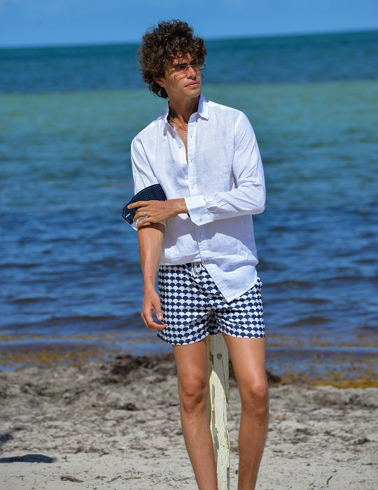 St Barth Solid Linen Long Sleeve Shirts
