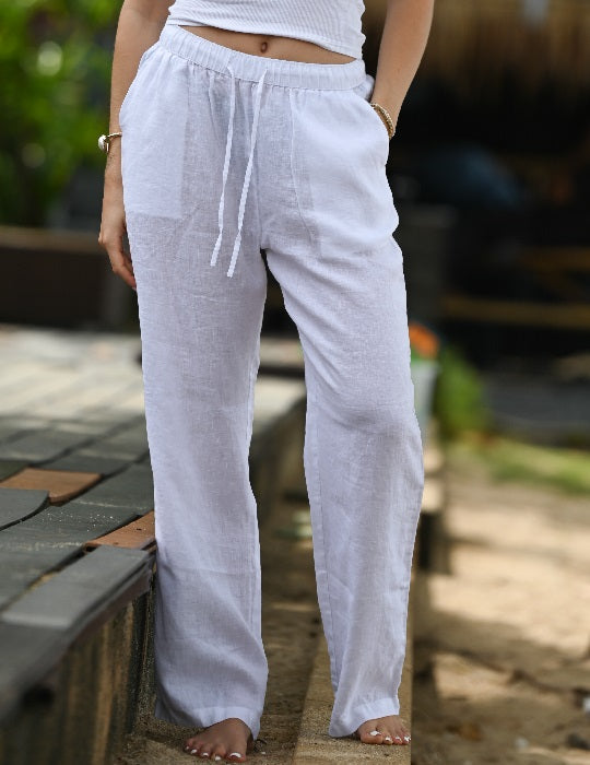 Women's Milos Linen Pants - White