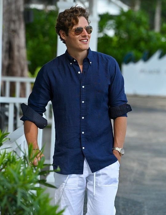 Banks Long Sleeve Linen Button Down Shirts