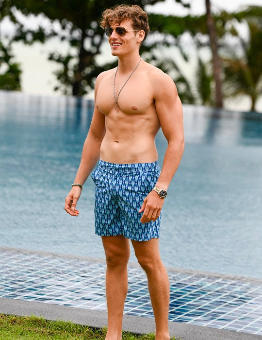 Men's Gustavia Patterned Tailored Swim Shorts - Surfboard