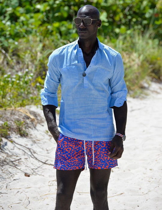 Ibiza Long Sleeve Solid Pull on Linen Shirts
