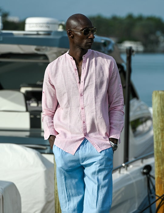 Men's Indie Long Sleeve Mandarin Collar Linen Shirts