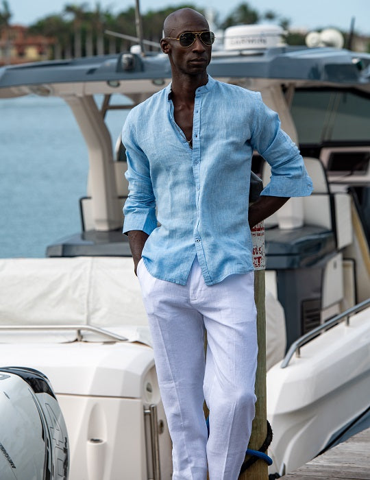 Men's Indie Long Sleeve Mandarin Collar Linen Shirts