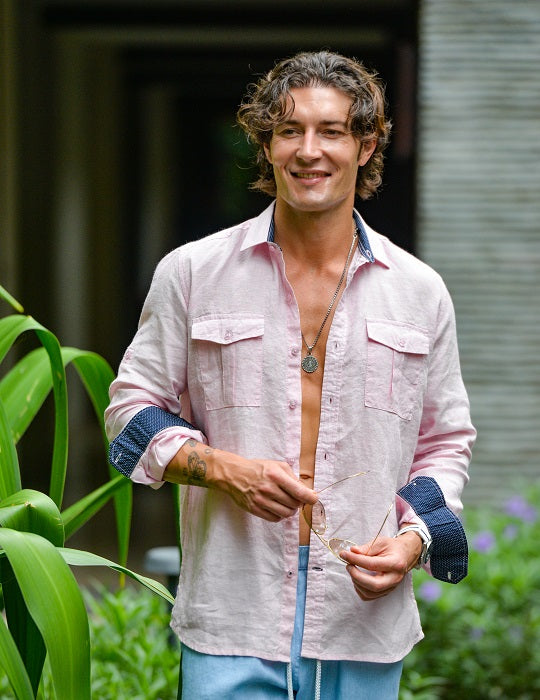 Men's Kruger Cargo Pocket Long Sleeve Linen Shirts