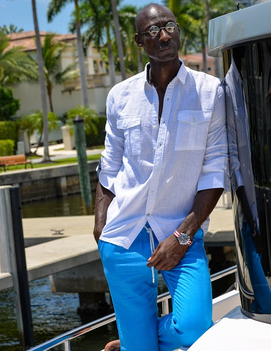 Kruger Cargo Pocket Long Sleeve Linen Shirts