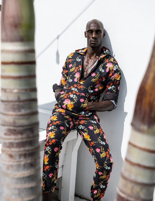 Men's Long Beach Patterned Linen Hoodies