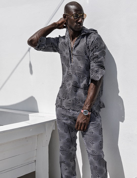 Men's Long Beach Patterned Linen Hoodies