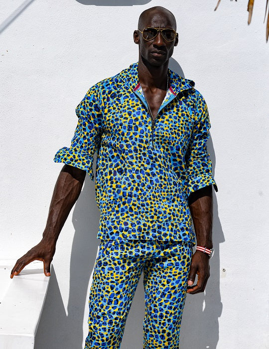 Men's Long Beach Patterned Linen Hoodies
