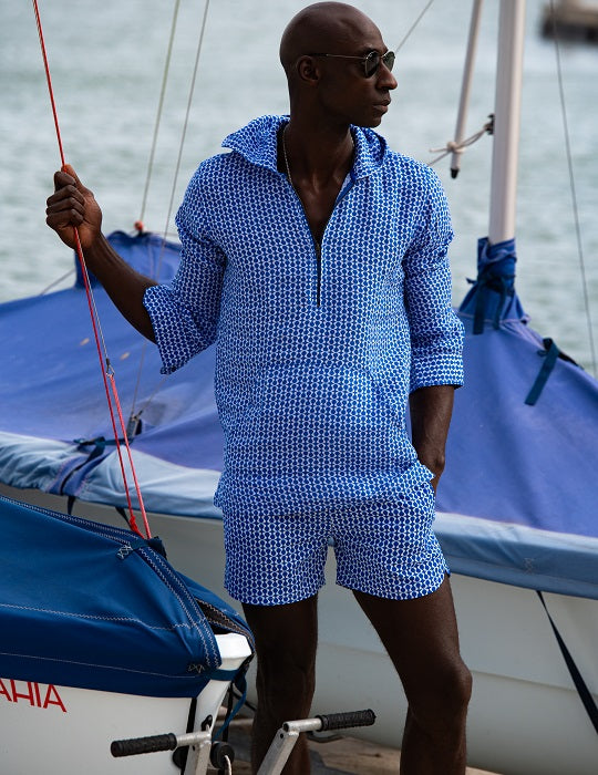 Men's Long Beach Patterned Linen Hoodies