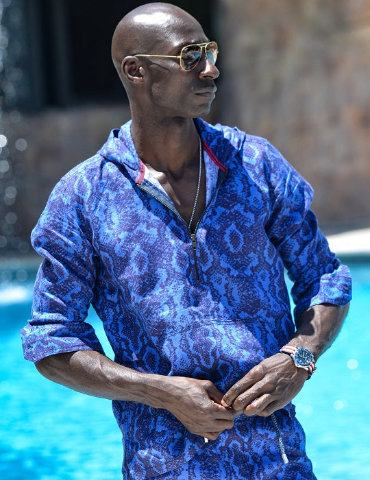 Men's Long Beach Patterned Linen Hoodies