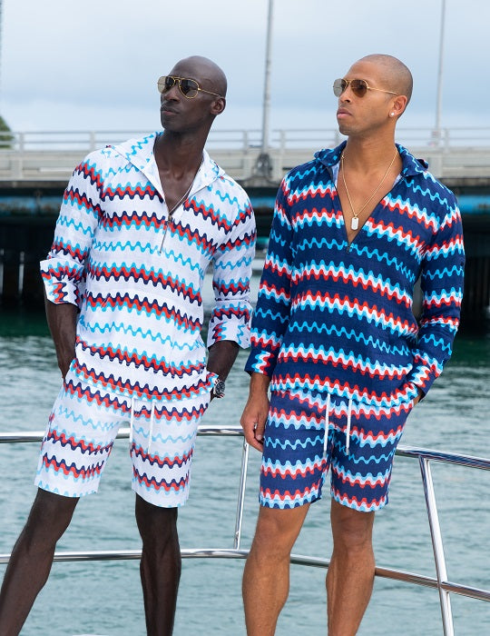 Men's Long Beach Patterned Linen Hoodies