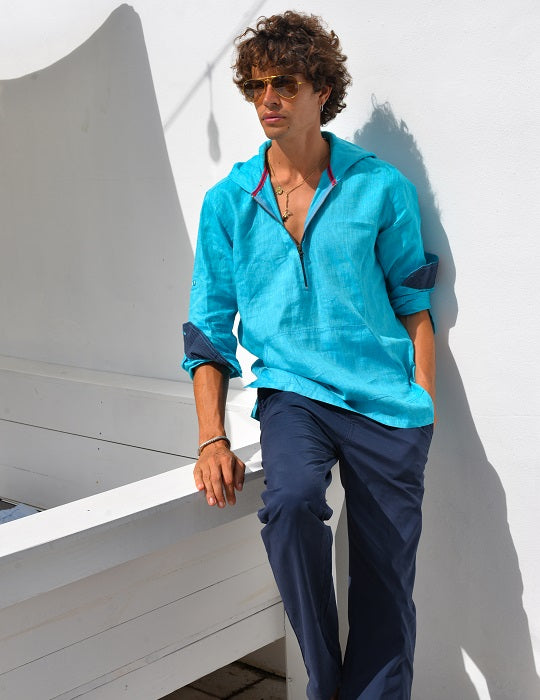 Long Beach Solid Linen Hoodies