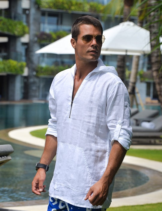 Long Beach Solid Linen Hoodies