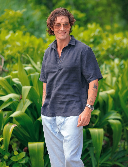 Men's Malta Short Sleeve Pull on Linen Shirts
