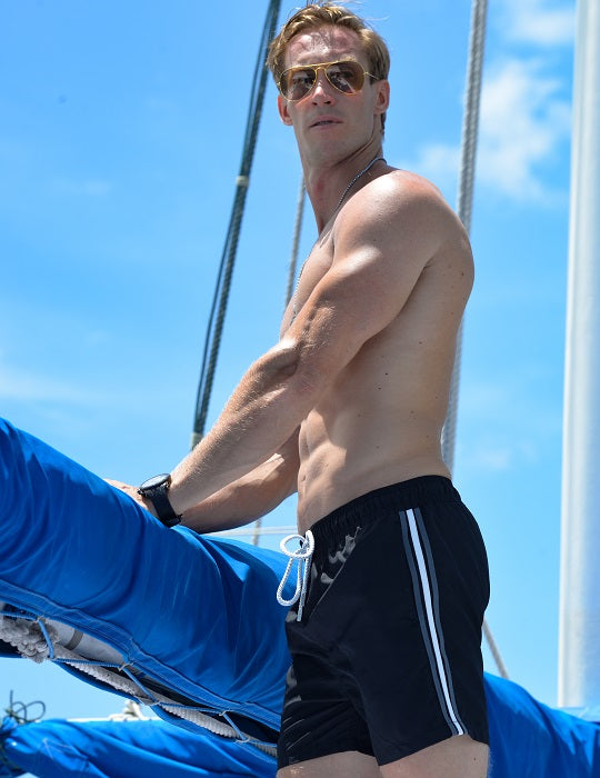 Men's Pier Sports Swim Shorts - Solid Racer Stripes