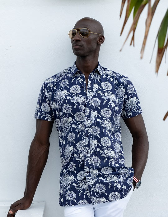Men's Positano Patterned Short Sleeve Linen Shirts