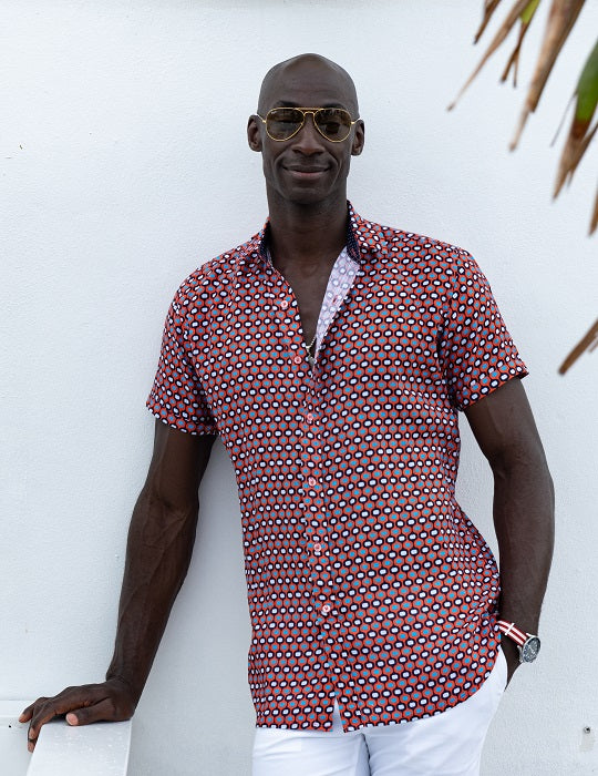 Men's Positano Patterned Short Sleeve Linen Shirts
