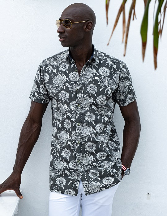 Men's Positano Poplin Short Sleeve Shirt - Forest
